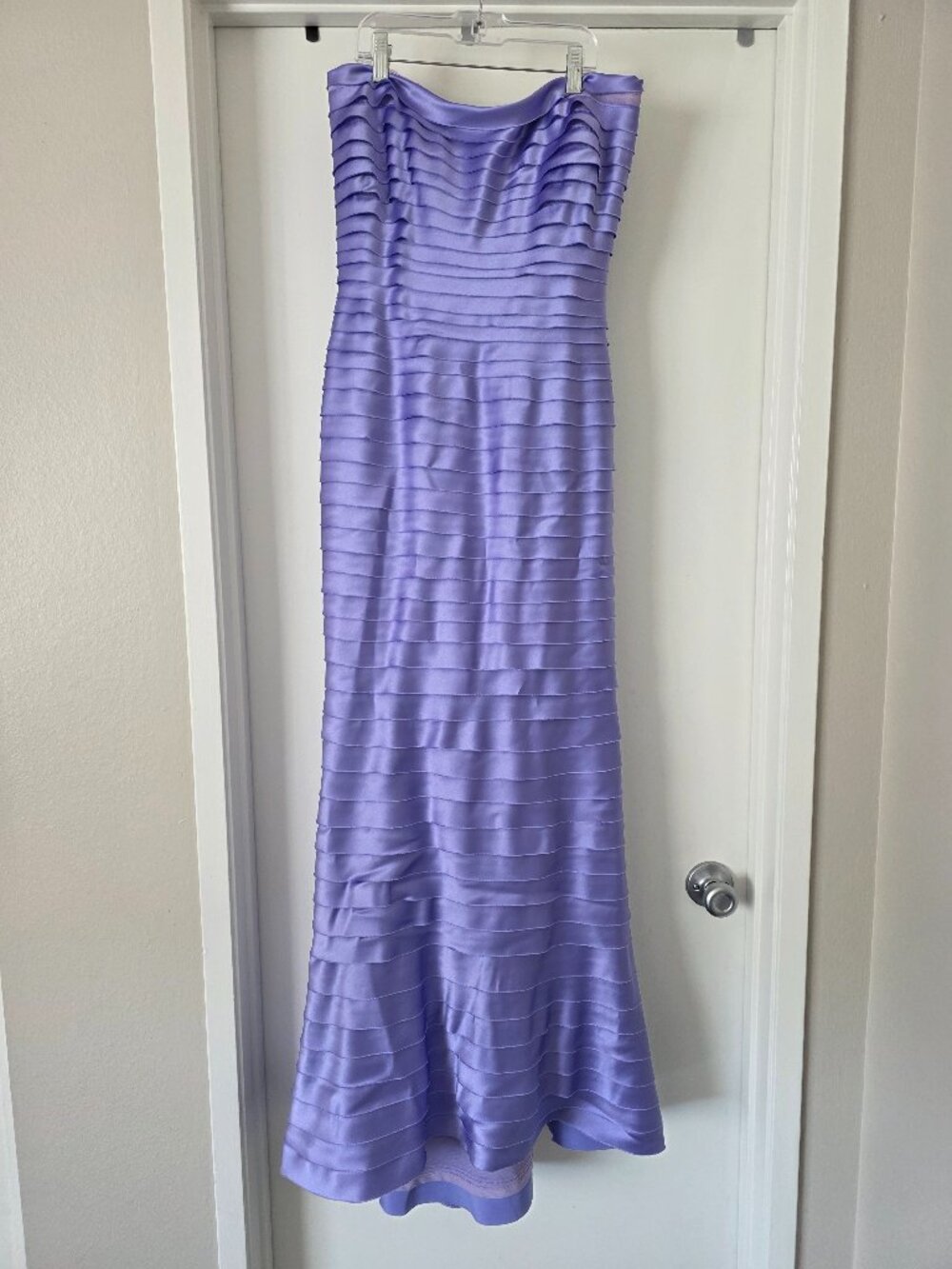 Vintage TADASHI Maxi Dress Lilac Layer Tier Lilac Size 8 Shelf Bra Style 451414L